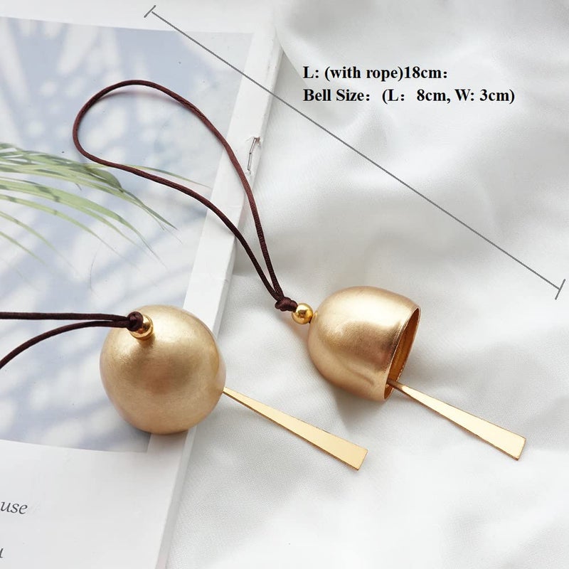 Afiaiwei 2Pcs Small Gold Plated Hanging Bell Decoration Bell Camping Tent Bells Windown Door Home Decoration Good Luck Bell Mini Hanging Bell Pendent - Image 3
